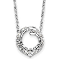 14K White Gold 0.5 Carat Diamond Fancy Swirl Circle Pendant Necklace by Oro Pregiato
