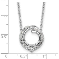 14K White Gold 0.5 Carat Diamond Fancy Swirl Circle Pendant Necklace by Oro Pregiato