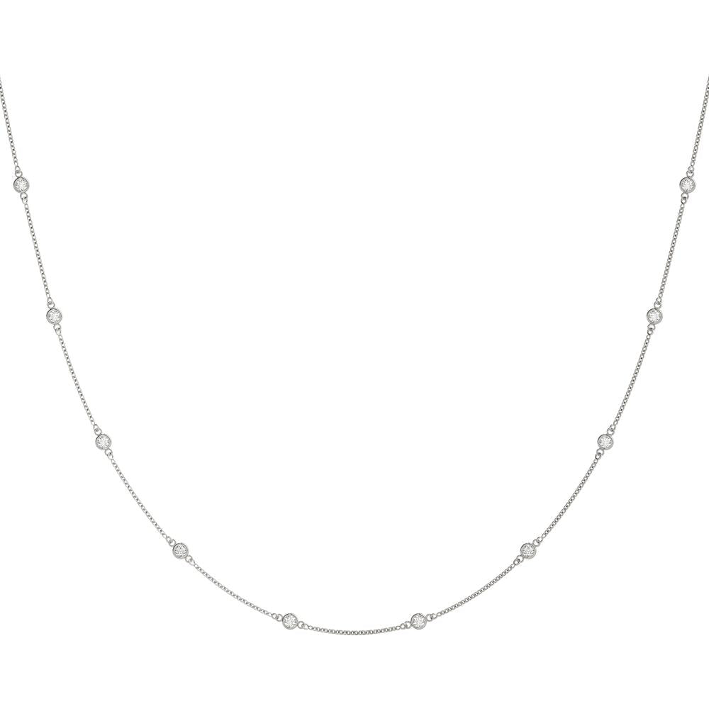 14K White Gold 0.5 Carat Total Weight Lab Diamond Station Necklace by Robinson's Jewelers