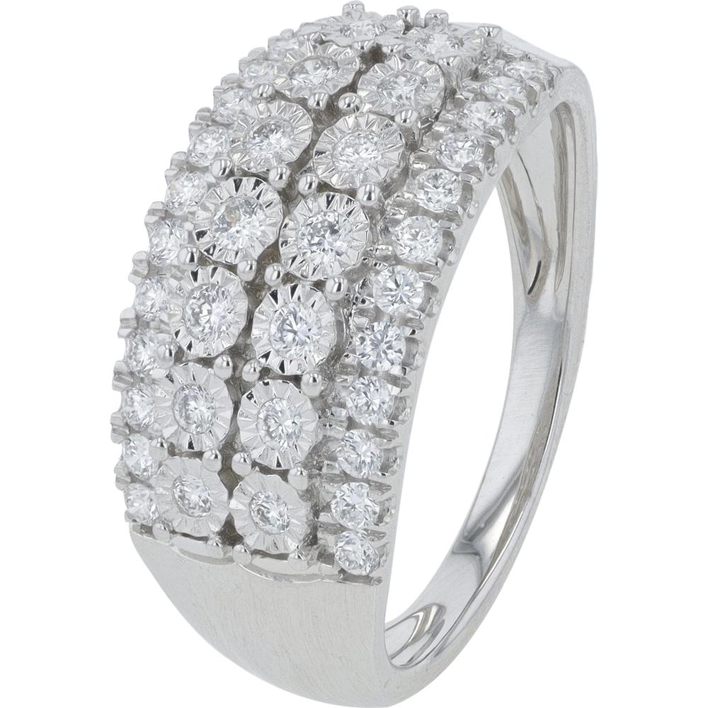 14K White Gold 0.50 Carat Lab Grown Diamond Band Ring - Sparkling Round Diamonds