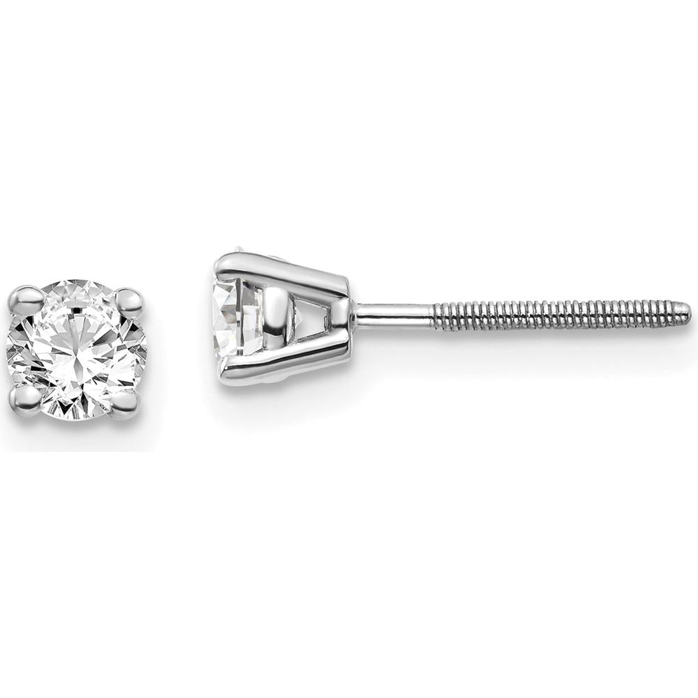 14K White Gold 0.50 Carat Round Diamond Stud Earrings - SI3 G-I Clarity, Rhodium Plated by 0