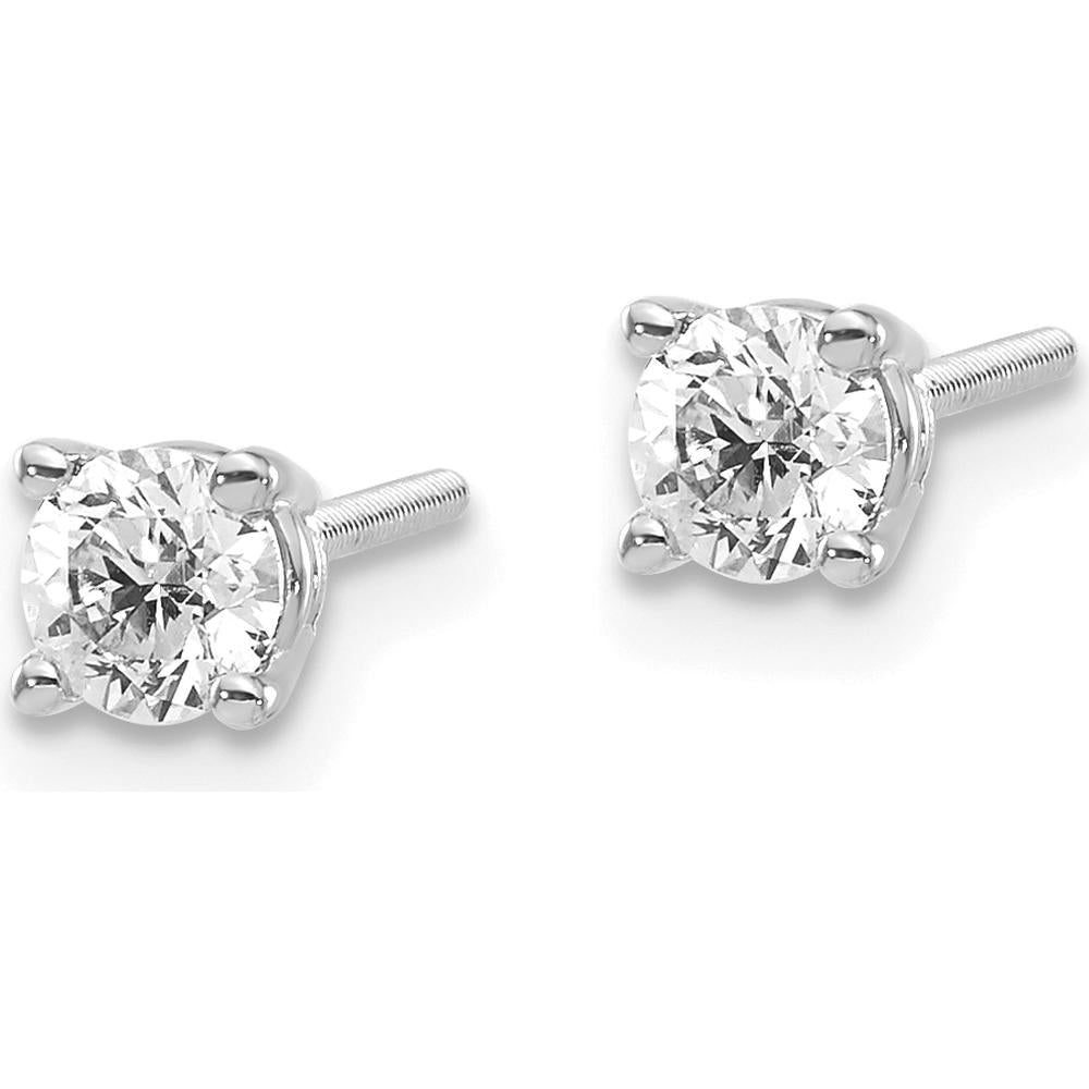 14K White Gold 0.50 Carat Round Diamond Stud Earrings - SI3 G-I Clarity, Rhodium Plated by 0