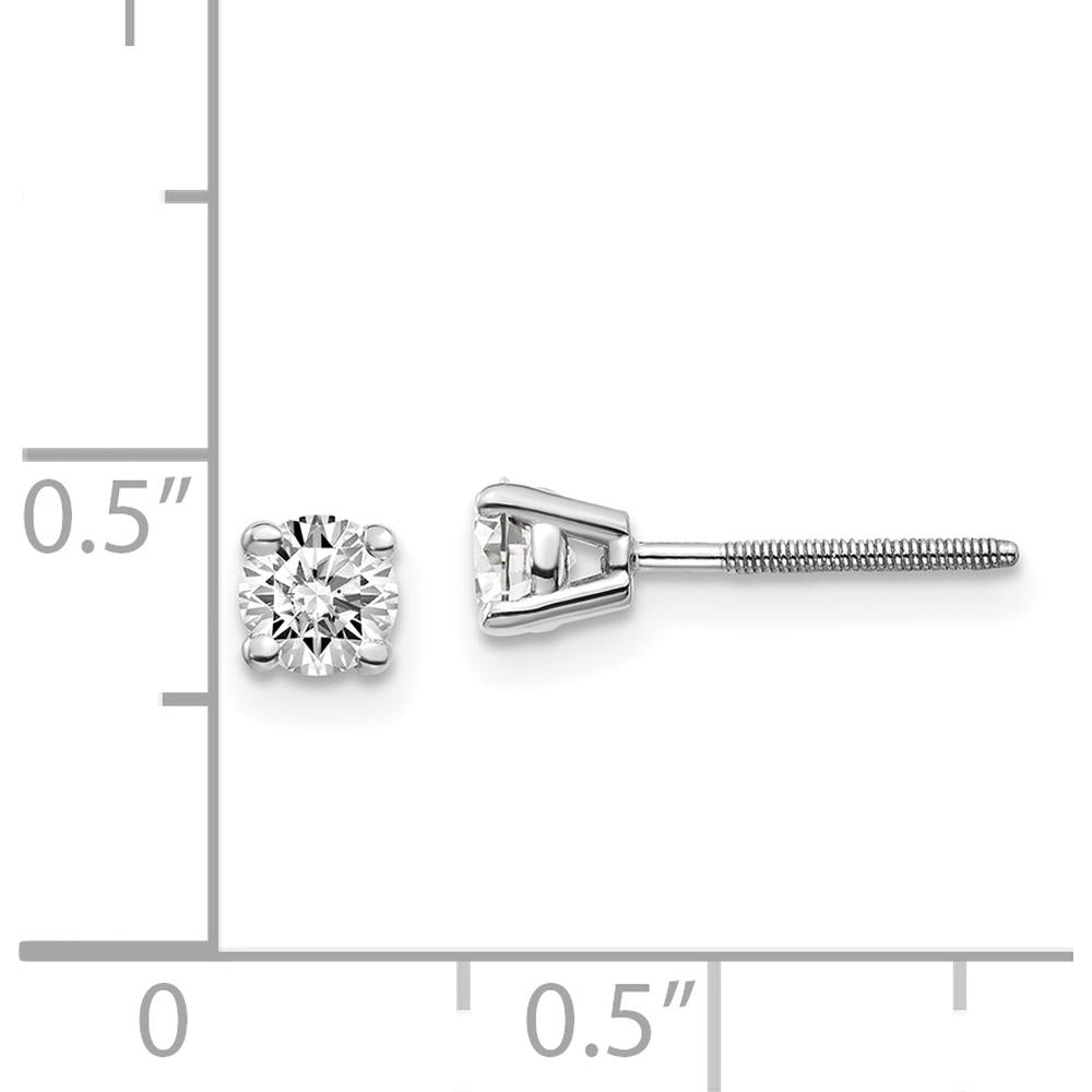 14K White Gold 0.50 Carat Round Diamond Stud Earrings - SI3 G-I Clarity, Rhodium Plated by 0