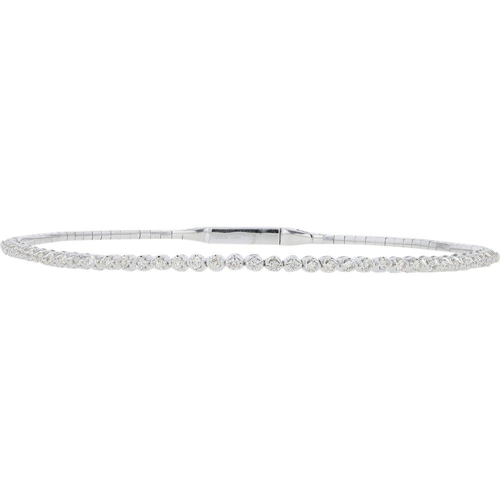 14K White Gold 0.50 Carat Total Diamond Bangle - Elegant Tennis Bracelet Design