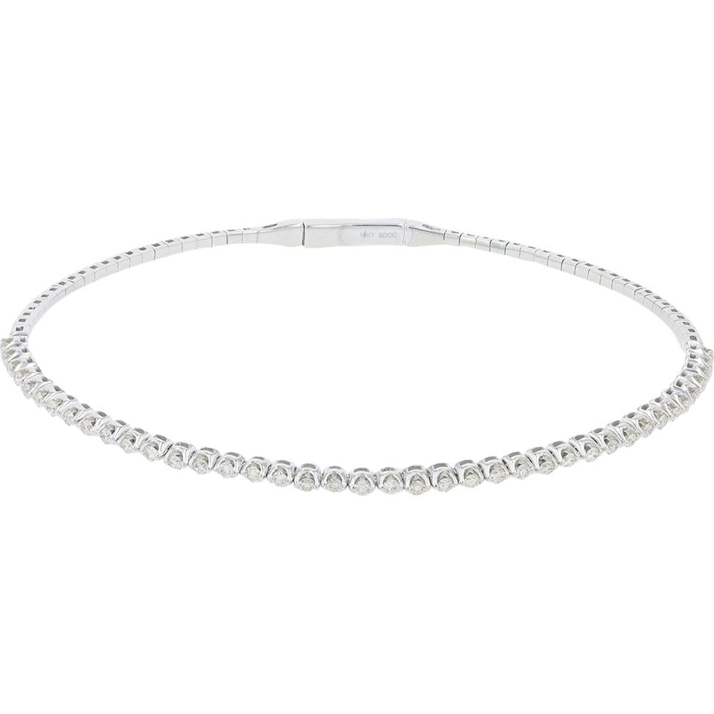 14K White Gold 0.50 Carat Total Diamond Bangle - Elegant Tennis Bracelet Design