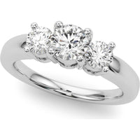 14K White Gold 0.50 Carat Total Weight Lab Diamond 3 Stone Engagement Ring - Size 6 by Robinson's Jewelers