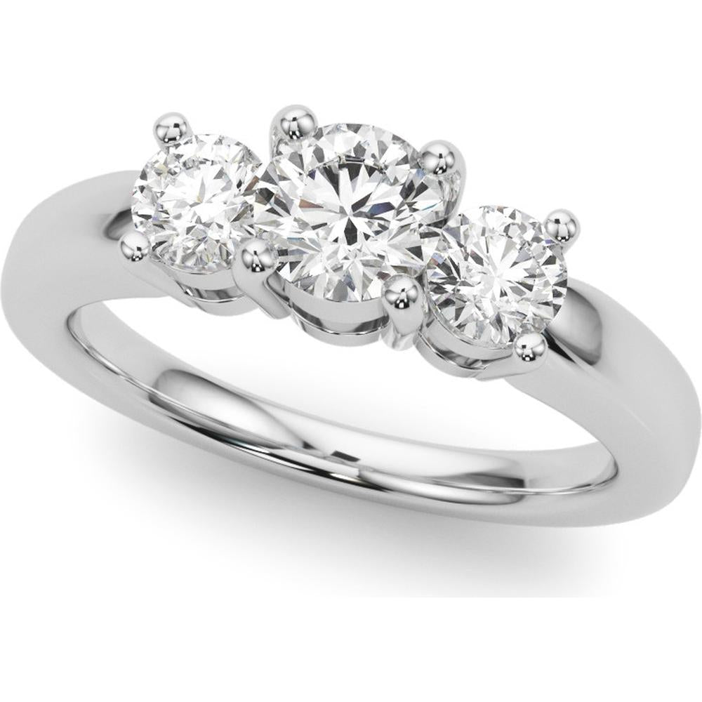 14K White Gold 0.50 Carat Total Weight Lab Diamond 3 Stone Engagement Ring - Size 6 by Robinson's Jewelers