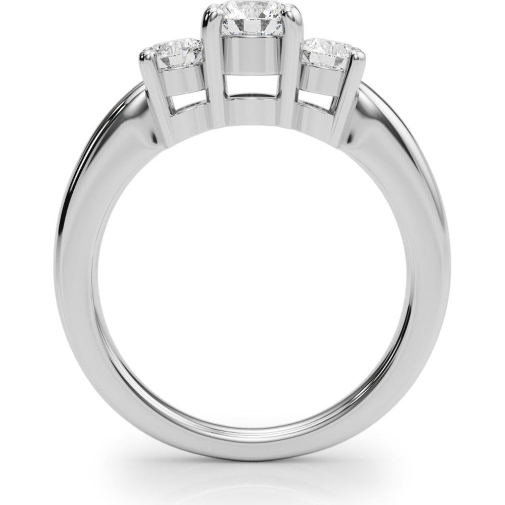 14K White Gold 0.50 Carat Total Weight Lab Diamond 3 Stone Engagement Ring - Size 6 by Robinson's Jewelers