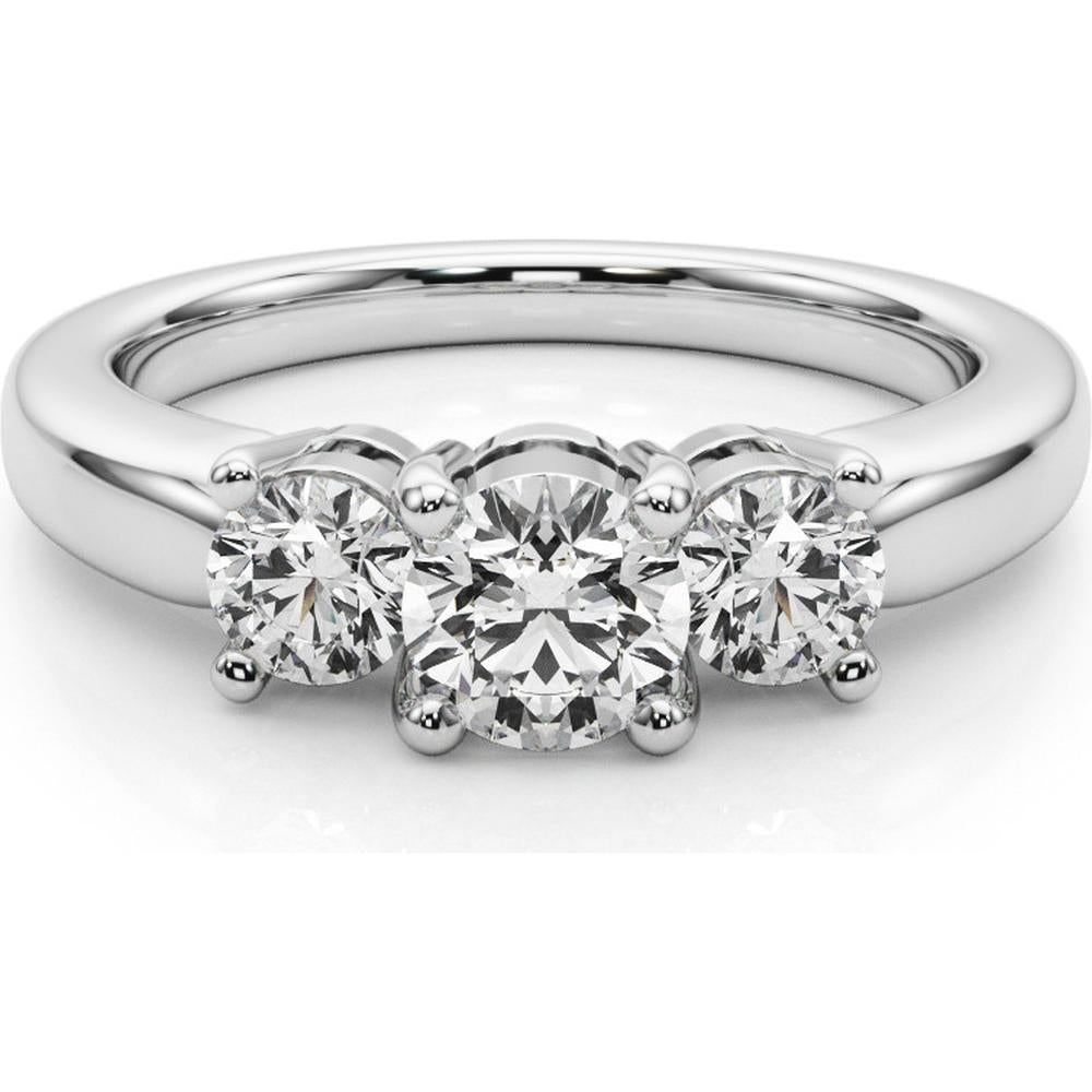 14K White Gold 0.50 Carat Total Weight Lab Diamond 3 Stone Engagement Ring - Size 6 by Robinson's Jewelers