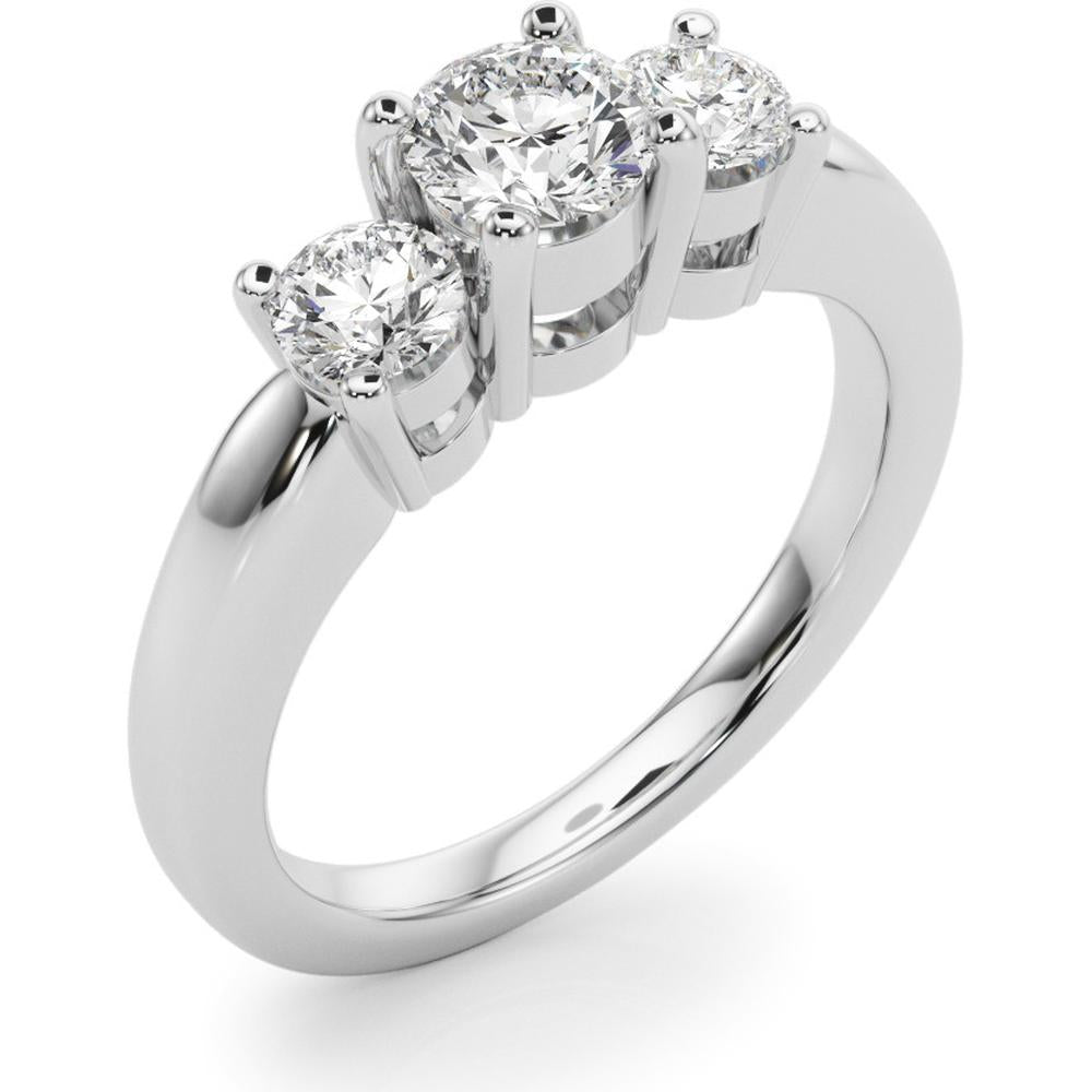 14K White Gold 0.50 Carat Total Weight Lab Diamond 3 Stone Engagement Ring - Size 6 by Robinson's Jewelers