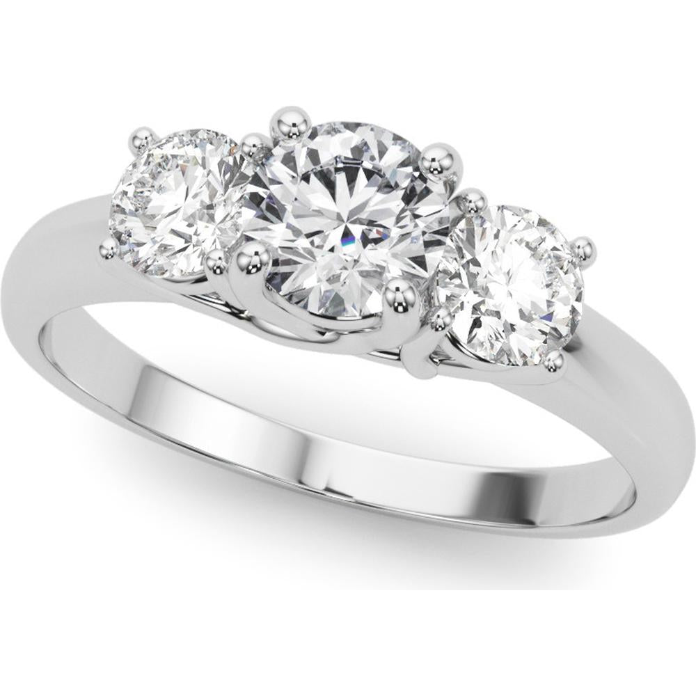 14K White Gold 0.50 Carat Total Weight Lab Diamond 3 Stone Engagement Ring - Size 7 by Robinson's Jewelers
