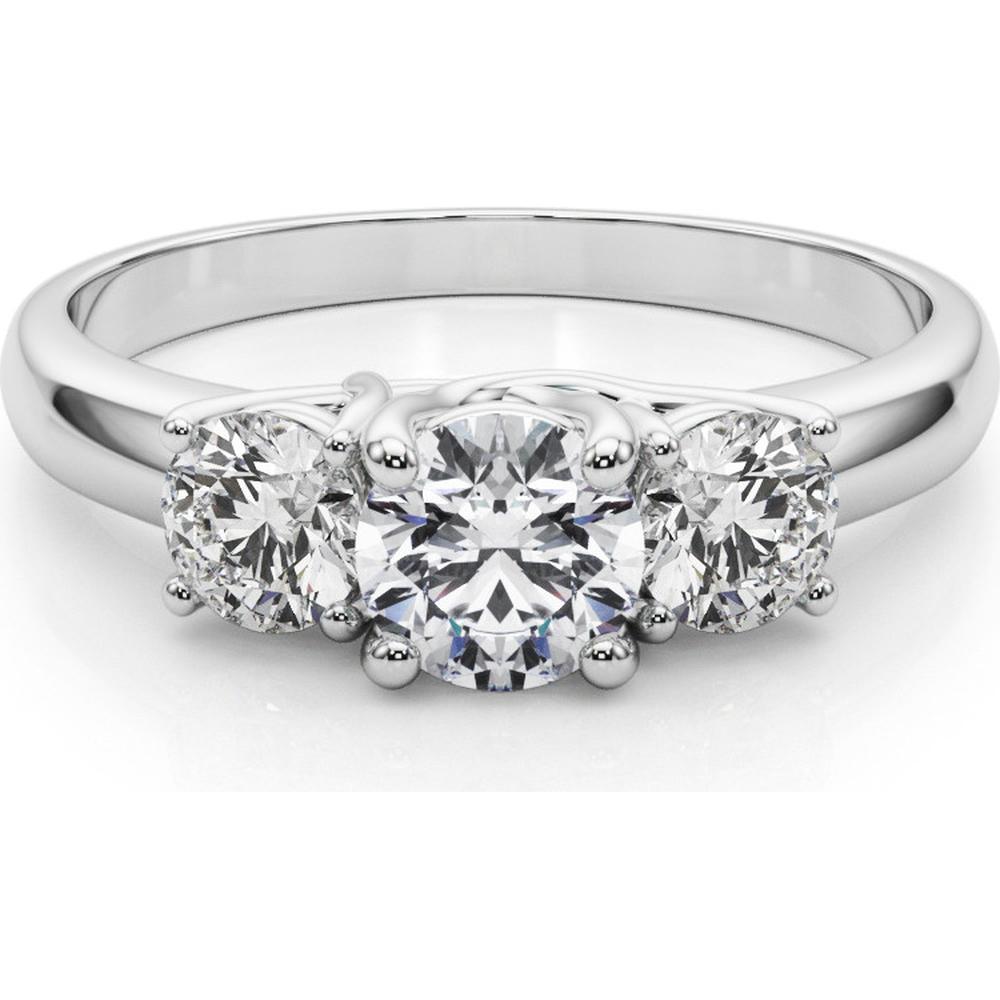14K White Gold 0.50 Carat Total Weight Lab Diamond 3 Stone Engagement Ring - Size 7 by Robinson's Jewelers