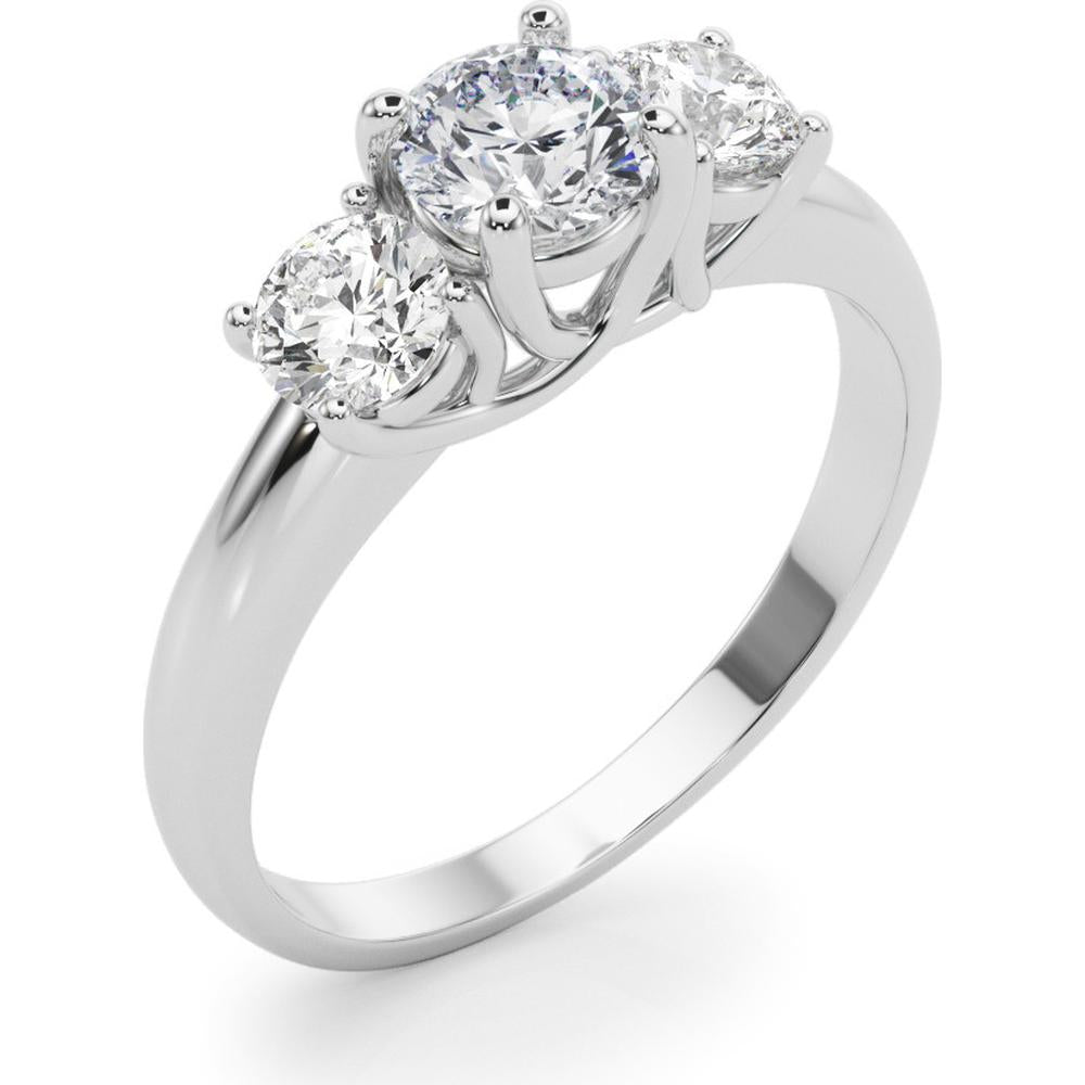 14K White Gold 0.50 Carat Total Weight Lab Diamond 3 Stone Engagement Ring - Size 7 by Robinson's Jewelers
