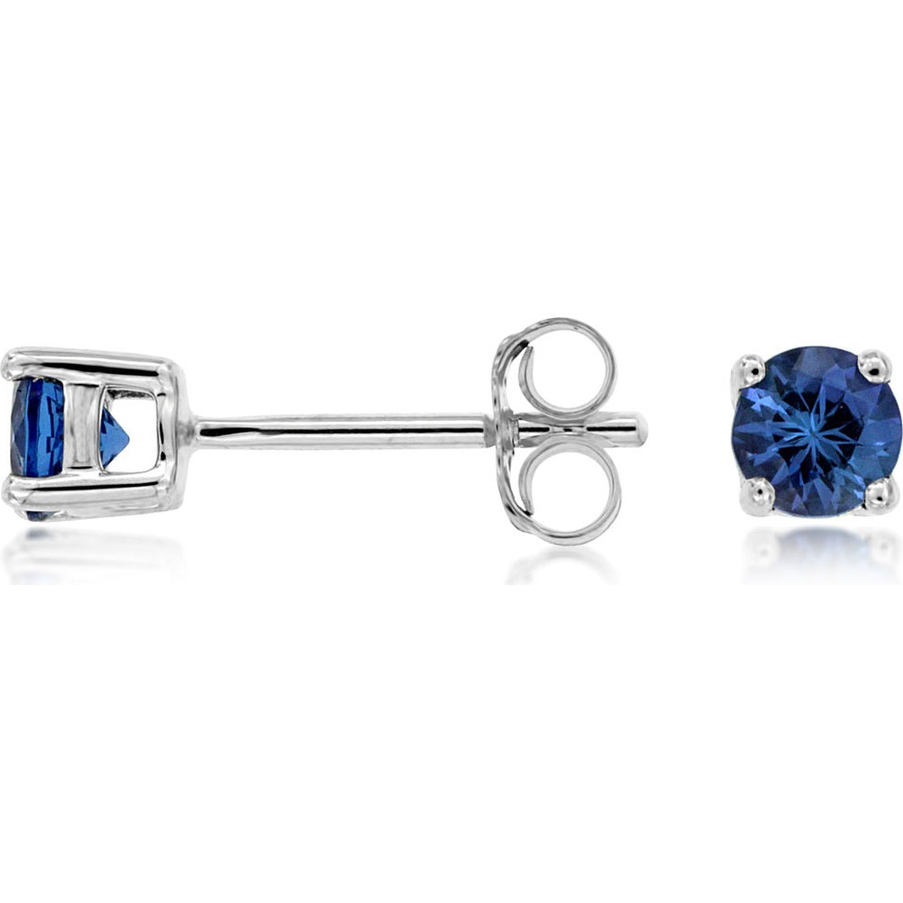 14K White Gold 0.50 Carat Total Weight Round Tanzanite Stud Earrings with Secure Push-Back Butterfly Closures - Royal Jewelry