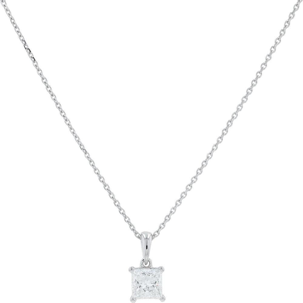 14K White Gold 0.53 Carat Total Weight Lab Grown Diamond Pendant - Sparkling Radiance
