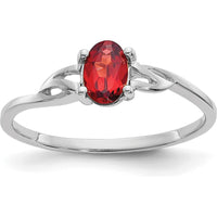 14K White Gold 0.60 Carat Oval Natural Garnet Ring with Rhodium Finish and Openwork Design by Oro Pregiato
