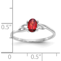 14K White Gold 0.60 Carat Oval Natural Garnet Ring with Rhodium Finish and Openwork Design by Oro Pregiato