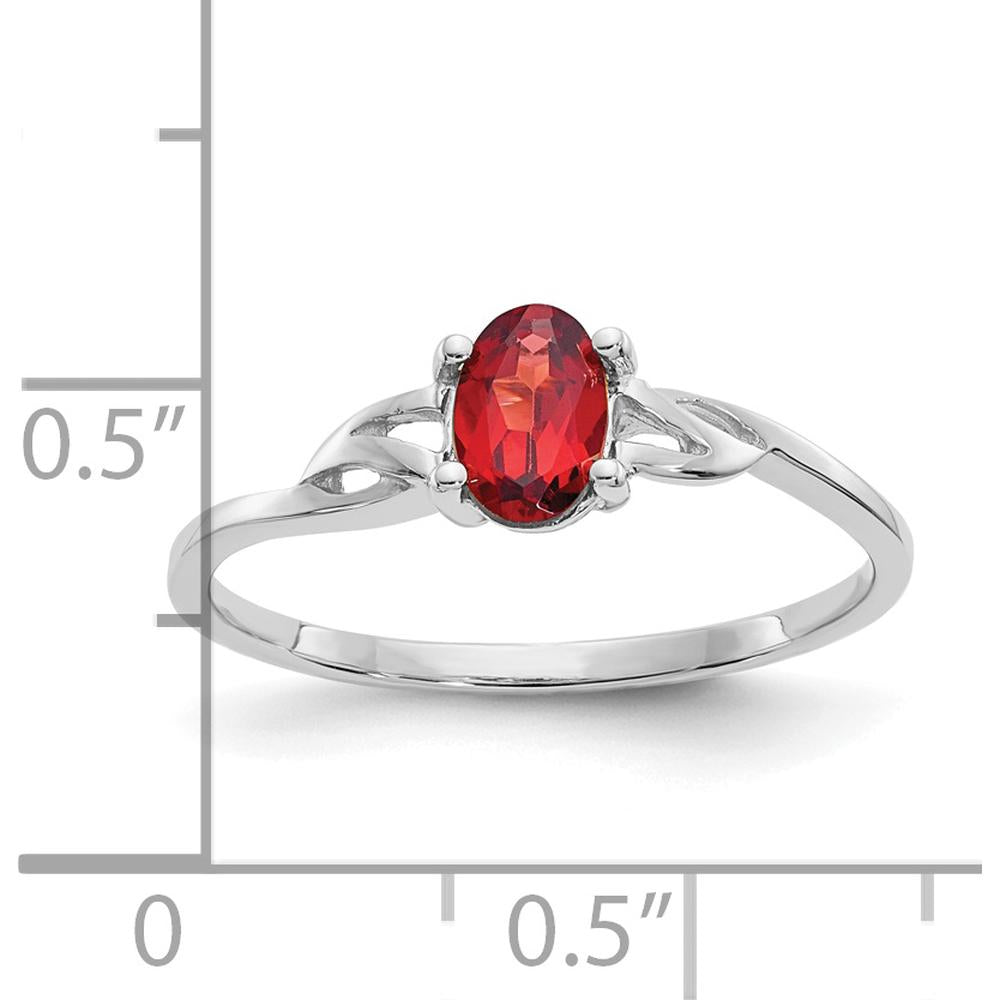 14K White Gold 0.60 Carat Oval Natural Garnet Ring with Rhodium Finish and Openwork Design by Oro Pregiato