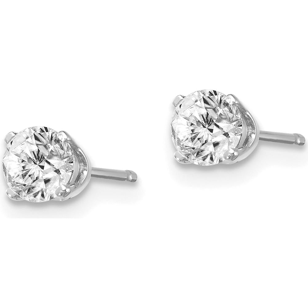 14K White Gold 0.60 Carat Total Round Diamond Stud Earrings with Push-on Post Closure by 0
