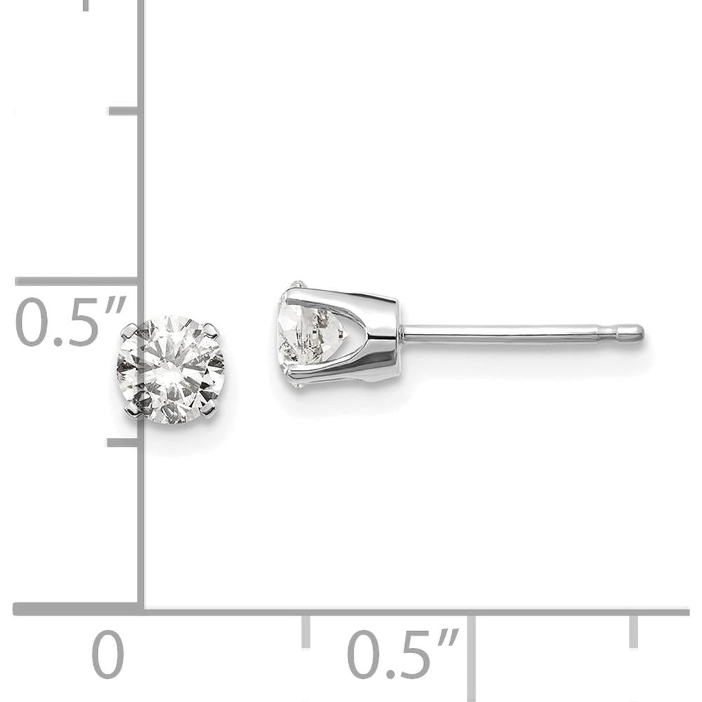 14K White Gold 0.60 Carat Total Round Diamond Stud Earrings with Push-on Post Closure by 0