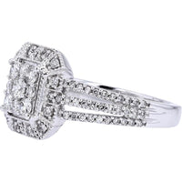 14K White Gold 0.70 Carat Diamond Halo Ring with Brilliant Diamond Accent Stones