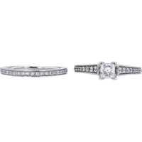14K White Gold 0.70 Carat Princess Cut Diamond Bridal Set