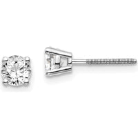 14K White Gold 0.70 Carat Round Diamond Stud Earrings with Screw Back - SI3 G-I Clarity by 0