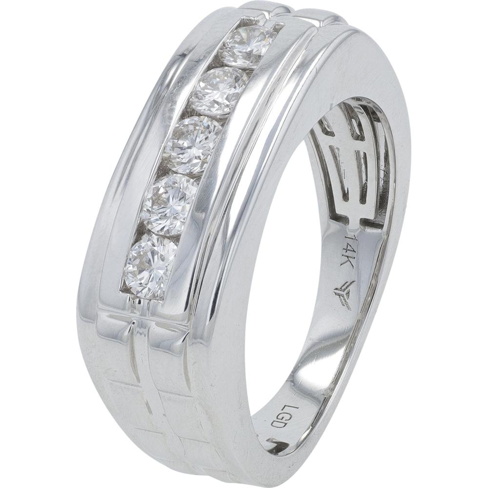 14K White Gold 0.70 Carat Total Weight Lab Grown Diamond Gents Wedding Band