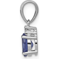 14K White Gold 0.75 Carat Oval Tanzanite and 0.03 Carat Diamond Pendant by Monteluci Fine Jewelry