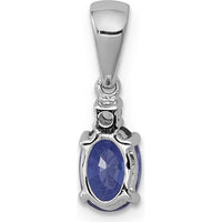 14K White Gold 0.75 Carat Oval Tanzanite and 0.03 Carat Diamond Pendant by Monteluci Fine Jewelry