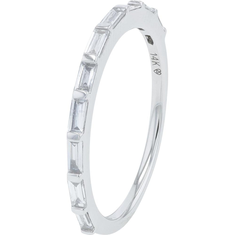 14K White Gold 0.75 Carat Pear Cut Lab Grown Diamond Bridal Set with Baguette Accents - 1.33 Carat Total Diamond Weight