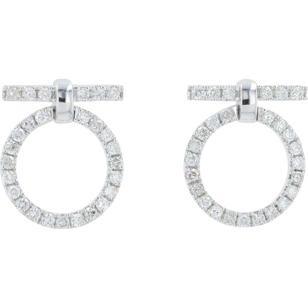 14K White Gold 0.75 Carat Round Diamond Halo Earrings - 0.75 Carat Total Diamond Weight
