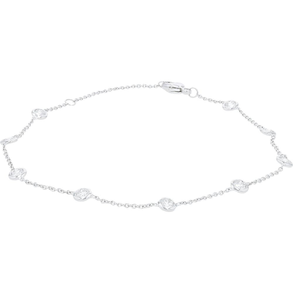 14K White Gold 0.75 Carat Total Diamond By the Yard Bracelet - Round Brilliant Diamonds