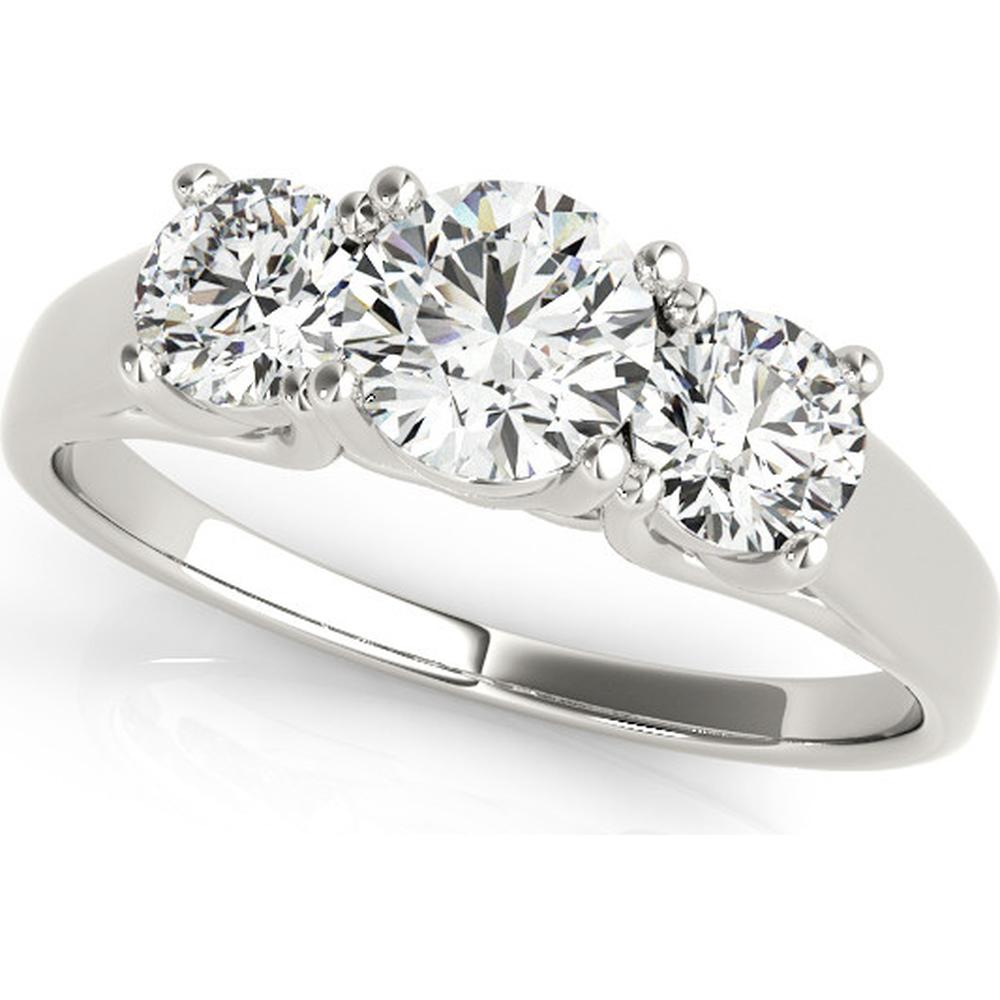 14K White Gold 0.75 Carat Total Weight Lab Diamond Engagement Ring - Elegance Trio - Size 7 by Robinson's Jewelers
