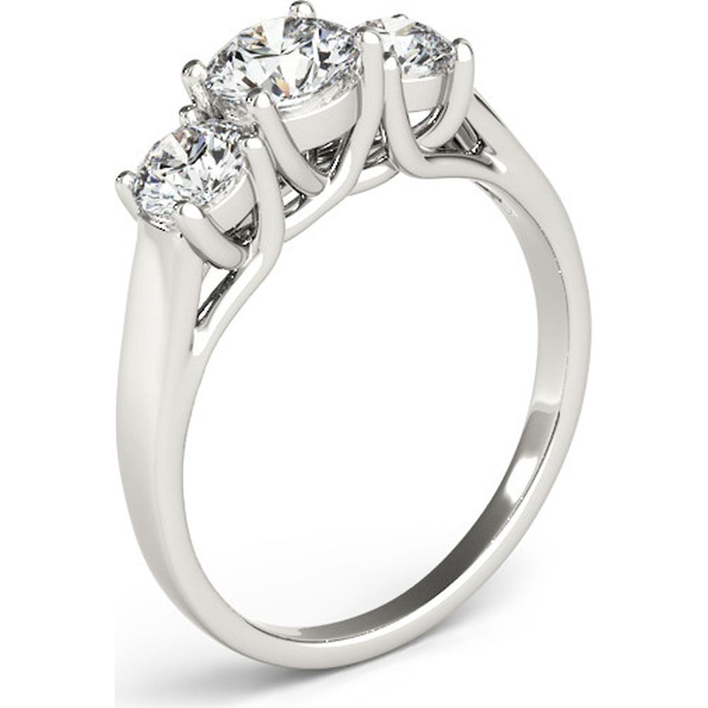 14K White Gold 0.75 Carat Total Weight Lab Diamond Engagement Ring - Elegance Trio - Size 7 by Robinson's Jewelers