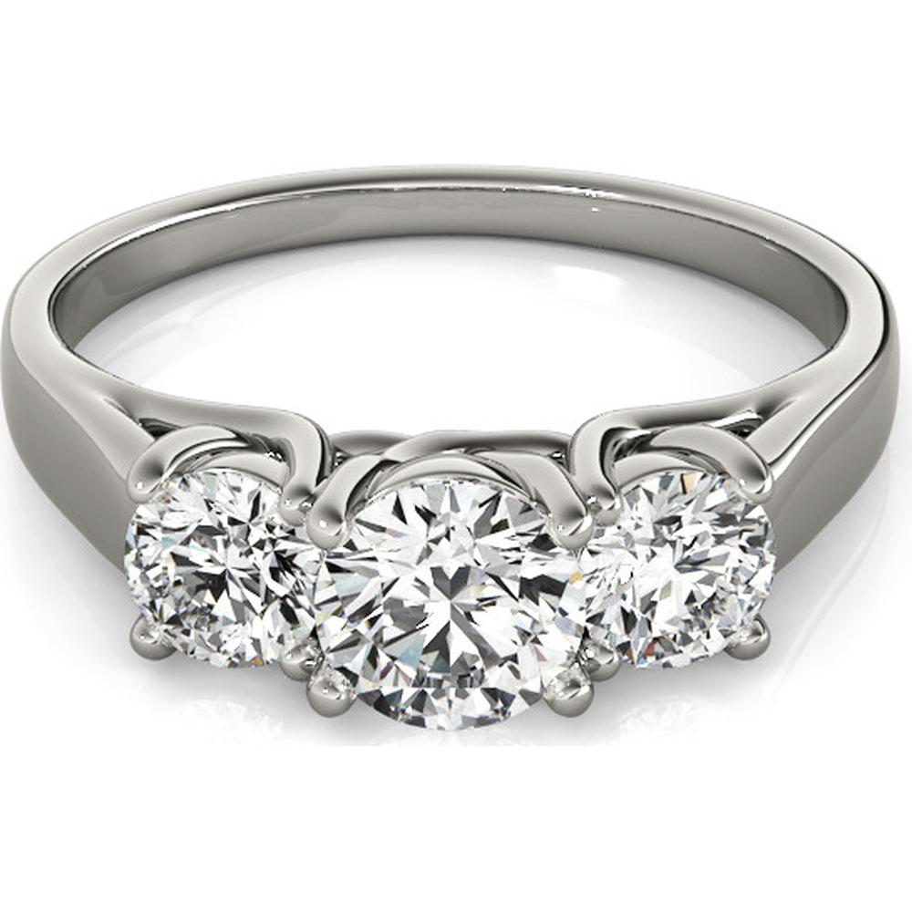 14K White Gold 0.75 Carat Total Weight Lab Diamond Engagement Ring - Elegance Trio - Size 7 by Robinson's Jewelers
