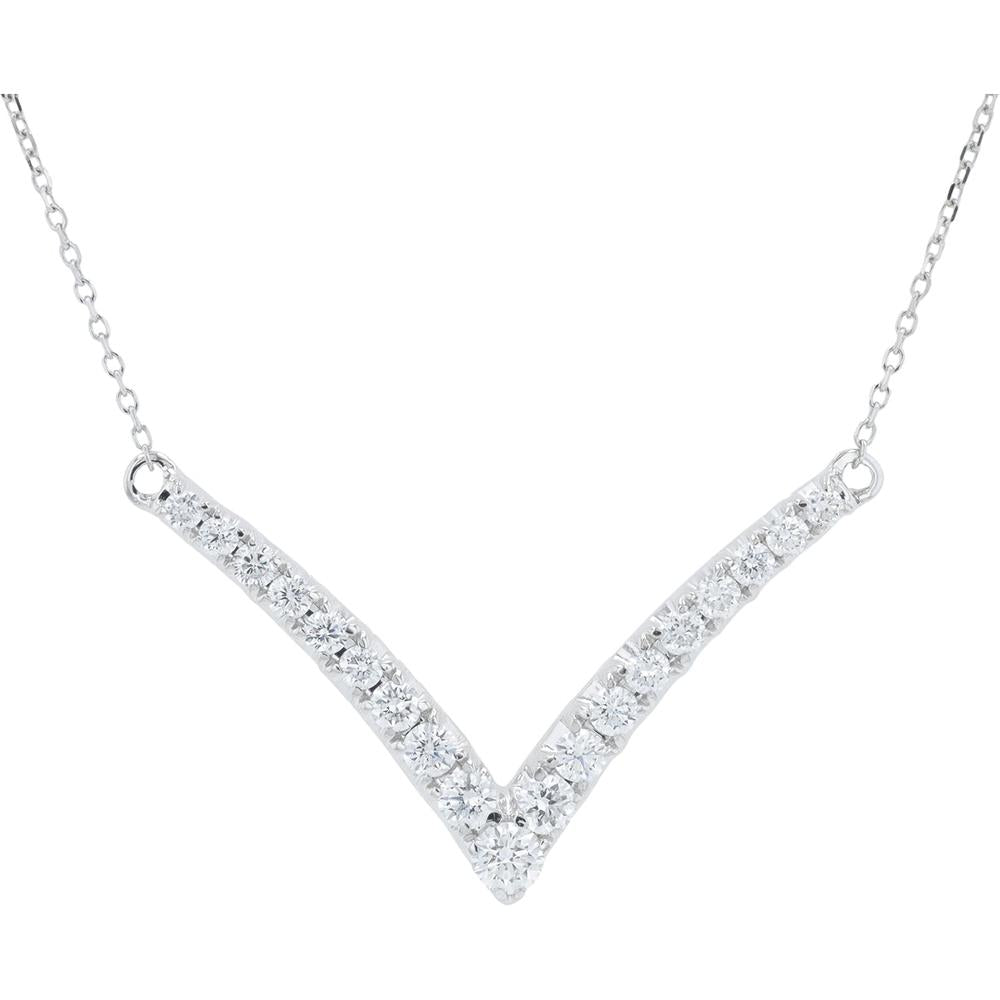 14K White Gold 0.75 Carat Total Weight Lab Grown Diamond Chevron Necklace