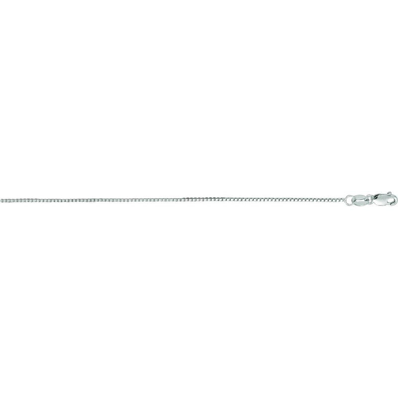 14K White Gold 0.75mm Classic Box Chain Necklace - 30" with Lobster Clasp by Orozza Fine Jewelry