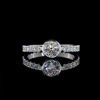 14K White Gold 0.85 Carat Round Brilliant Bezel Set Solitaire Diamond Shank Ring with E-F VS1 Lab Grown Diamonds - Covaloro Fine Jewelry
