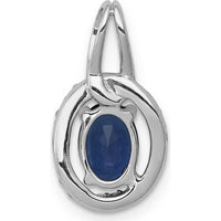 14K White Gold 0.85 Oval Sapphire and Diamond Halo Pendant with Rhodium Plating by Lumare Gioia