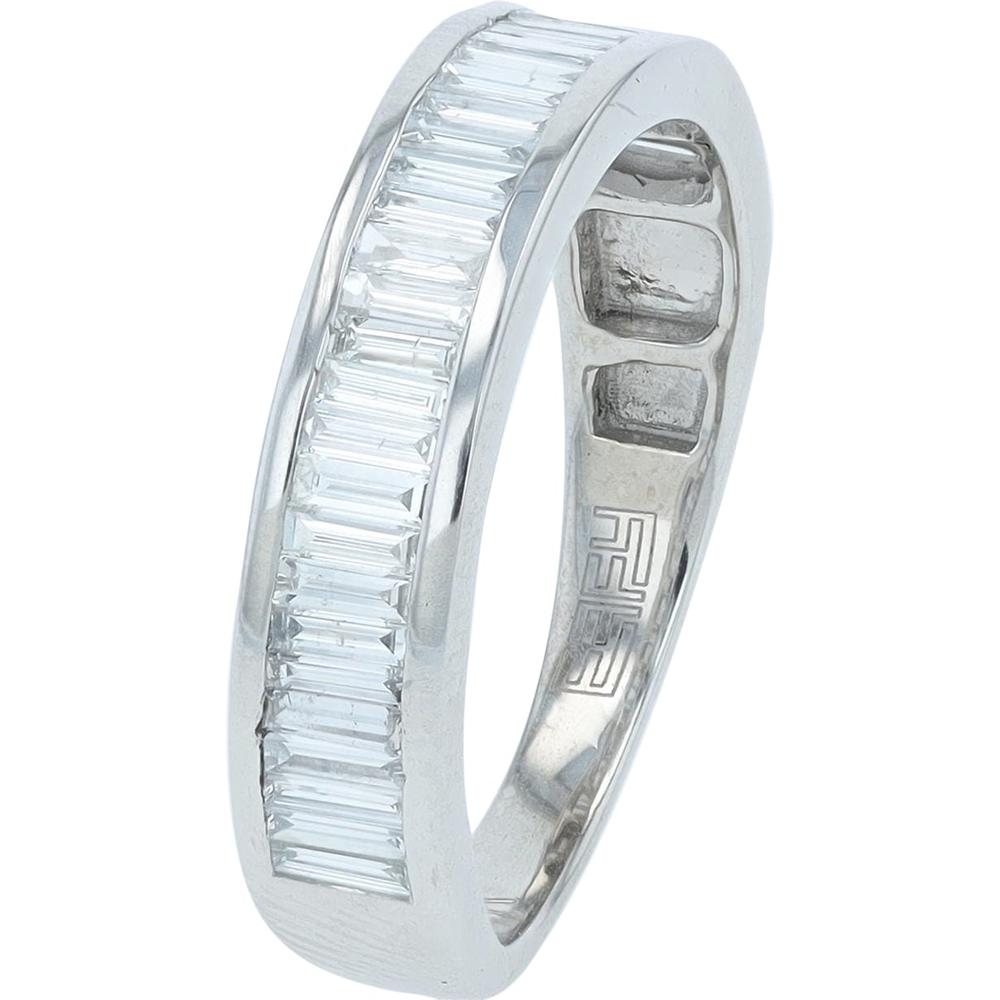 14K White Gold 0.85 Total Carat Weight Diamond Band with Baguette Cut Diamonds