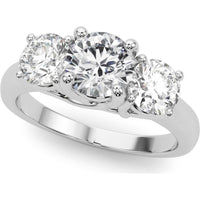 14K White Gold 0.875 Carat Total Weight Lab Diamond 3 Stone Engagement Ring - Size 7 by Robinson's Jewelers