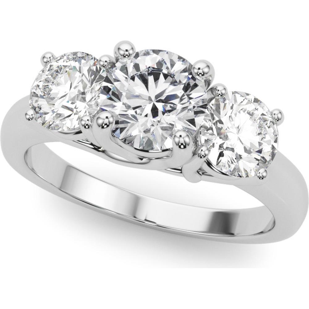 14K White Gold 0.875 Carat Total Weight Lab Diamond 3 Stone Engagement Ring - Size 7 by Robinson's Jewelers