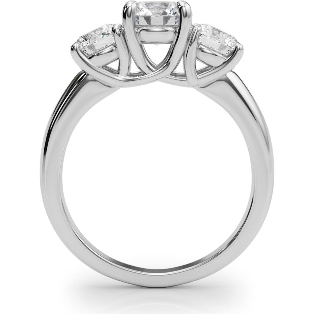 14K White Gold 0.875 Carat Total Weight Lab Diamond 3 Stone Engagement Ring - Size 7 by Robinson's Jewelers