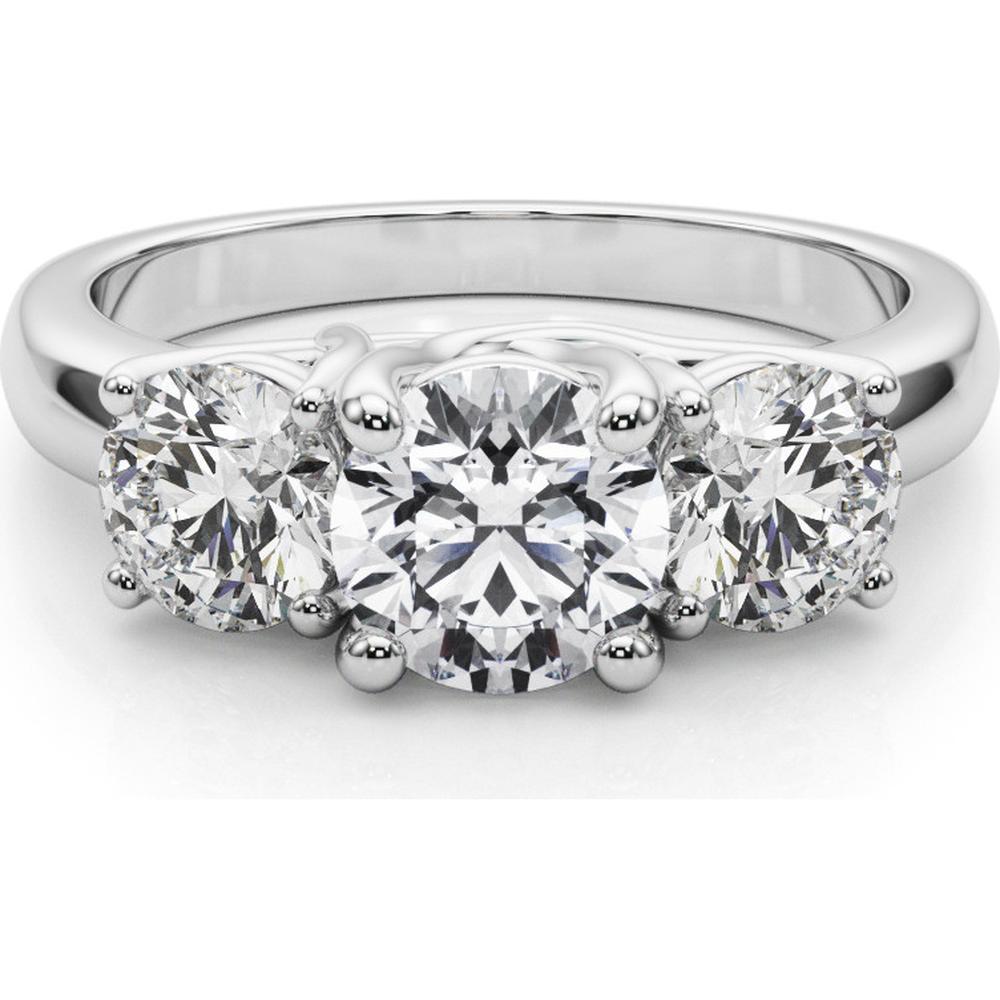 14K White Gold 0.875 Carat Total Weight Lab Diamond 3 Stone Engagement Ring - Size 7 by Robinson's Jewelers