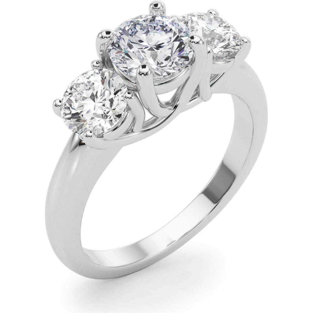 14K White Gold 0.875 Carat Total Weight Lab Diamond 3 Stone Engagement Ring - Size 7 by Robinson's Jewelers