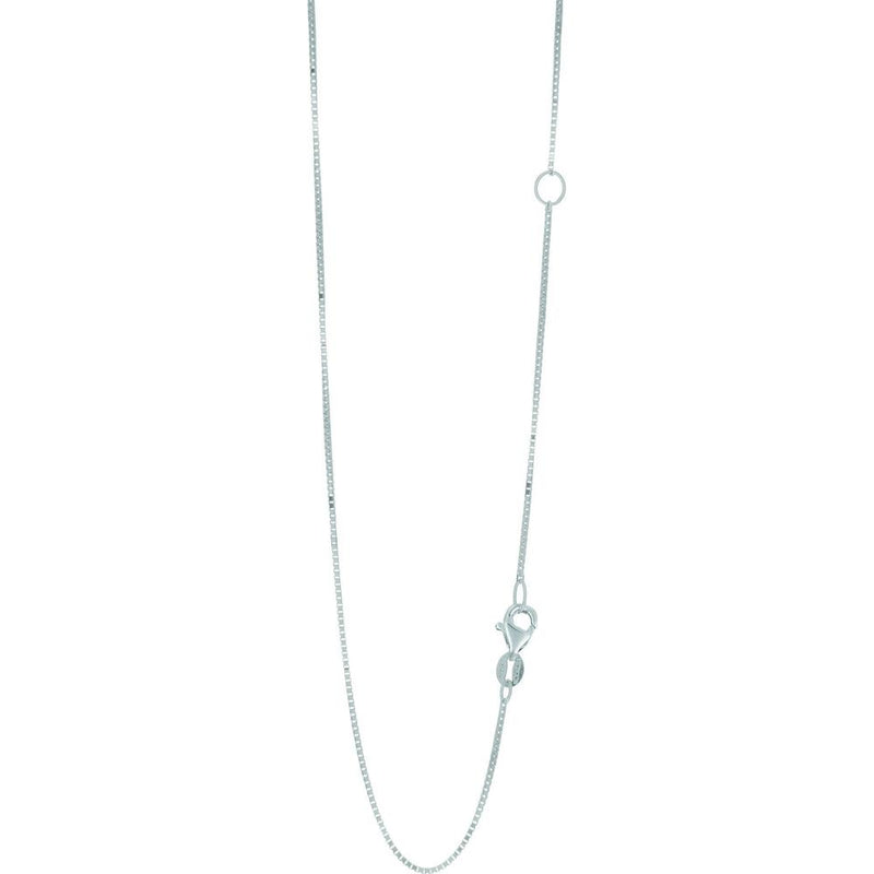 14K White Gold 0.8mm Extendable Box Chain Necklace with Lobster Lock - 20" Adjustable by Orozza Fine Jewelry