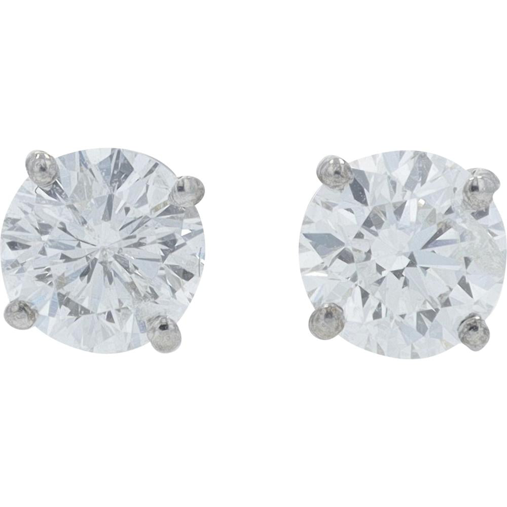 14K White Gold 0.90 Carats Total Carats Weight Diamond Stud Earrings