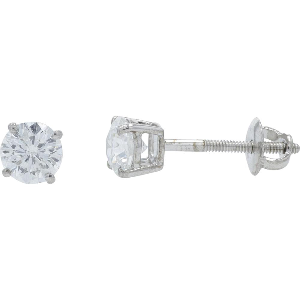 14K White Gold 0.90 Carats Total Carats Weight Diamond Stud Earrings