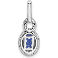 14K White Gold 0.95 Carat Oval Tanzanite and 0.11 Carat Diamond Halo Pendant by Monteluci Fine Jewelry